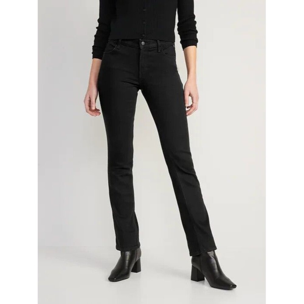 Old Navy WOW Bootcut Jeans Womens 12 Tall Black Mid Rise Stretch NEW